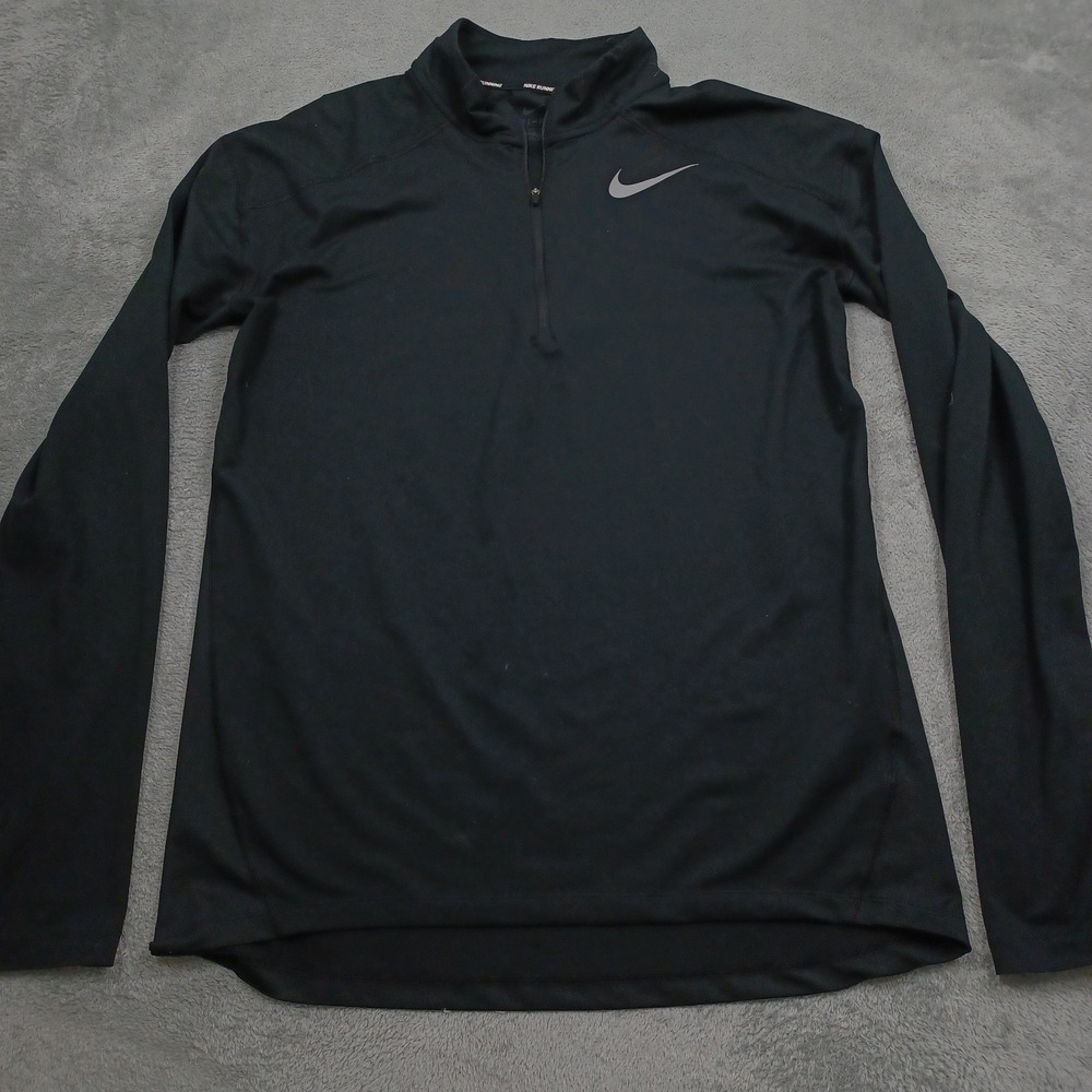 Nike Sweater Mens Medium Black 1/4 Zip Running Activewear Long Sleeve